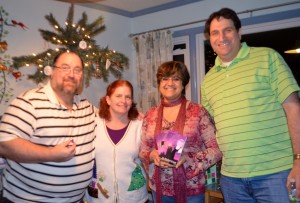 Madhavi Krevat with her first novel for YourNovel.com alongside husband Matthew. Also shown are Debbie and Mike West who  appeared in a Today Show feature about starring together in a book. Debbie encouraged Madi to submit her writing to the company.